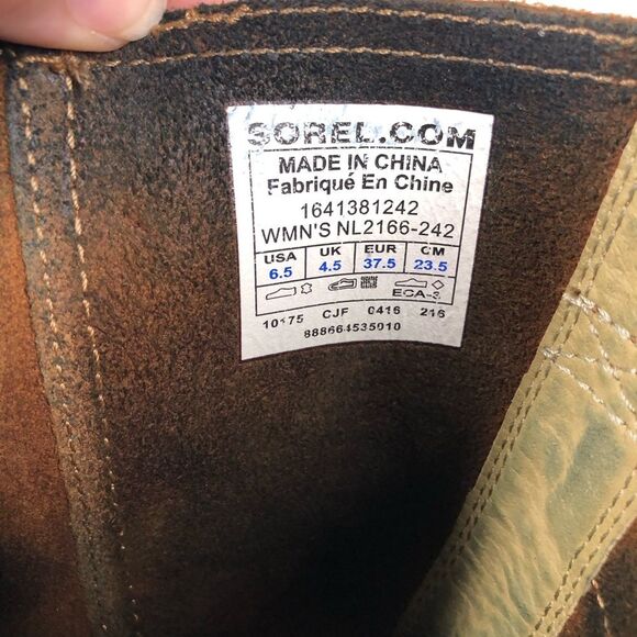 Sorel Major Pull On Boots Tan Brown Leather Mid Calf Buckle Moto 6.5 Nl2166-242 - Picture 9 of 12